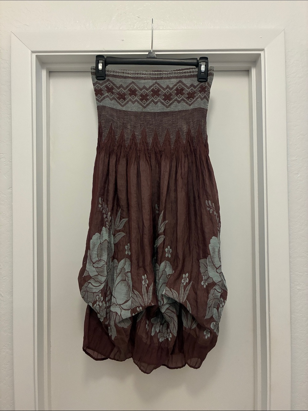 Smocked Waist Floral Tube Dress in Deep Lavender